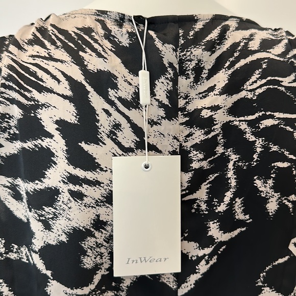 NEW In Wear Sinori Lightweight Dress Size 8 Medium Black & Beige Print $129 BNWT - Picture 8 of 14